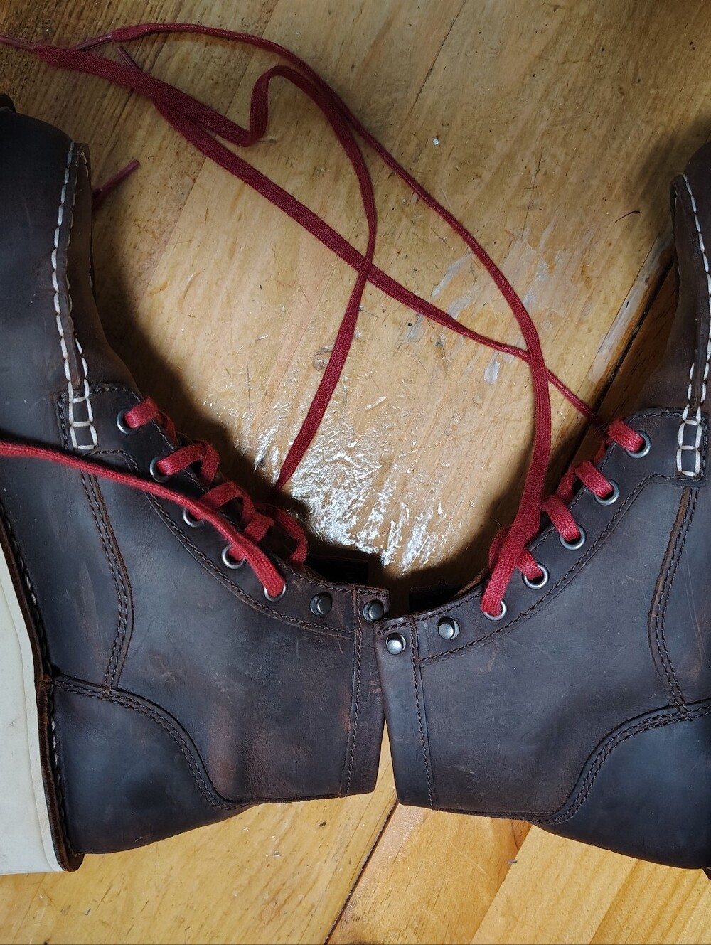Danner Brown Leather Work Boots with Red Laces... - Picture 4 of 7